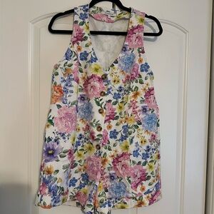 Olivaceous Multicolor Floral V-Neck Blouse